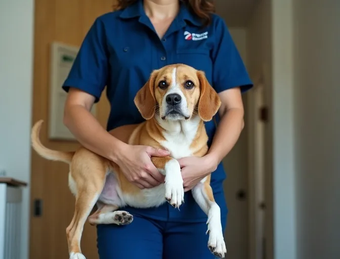 Technician respectfully transporting a deceased dog in Mckinnon